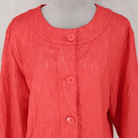 Chicos Jacket 3 Womens XL 16 Orange Brocade Lined Blazer Whimsy Career Office - Picture 15 of 15
